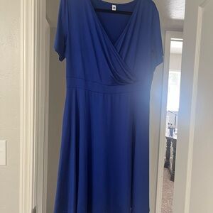 Elegant Blue Wrap Dress